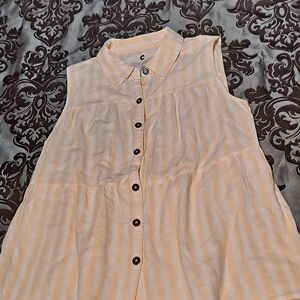 Cupio Yellow & White Large Sleeveless Top